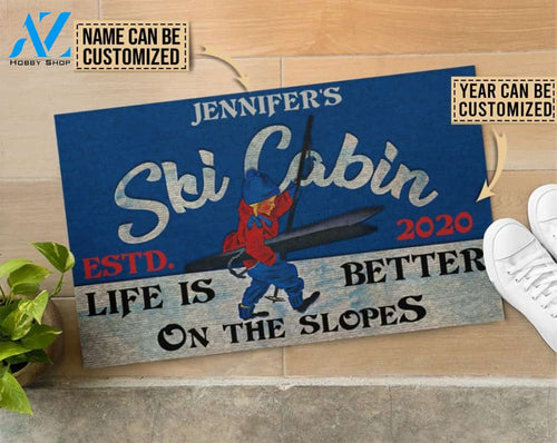 Skiing Ski Cabin Better Custom Doormat | Welcome Mat | House Warming Gift