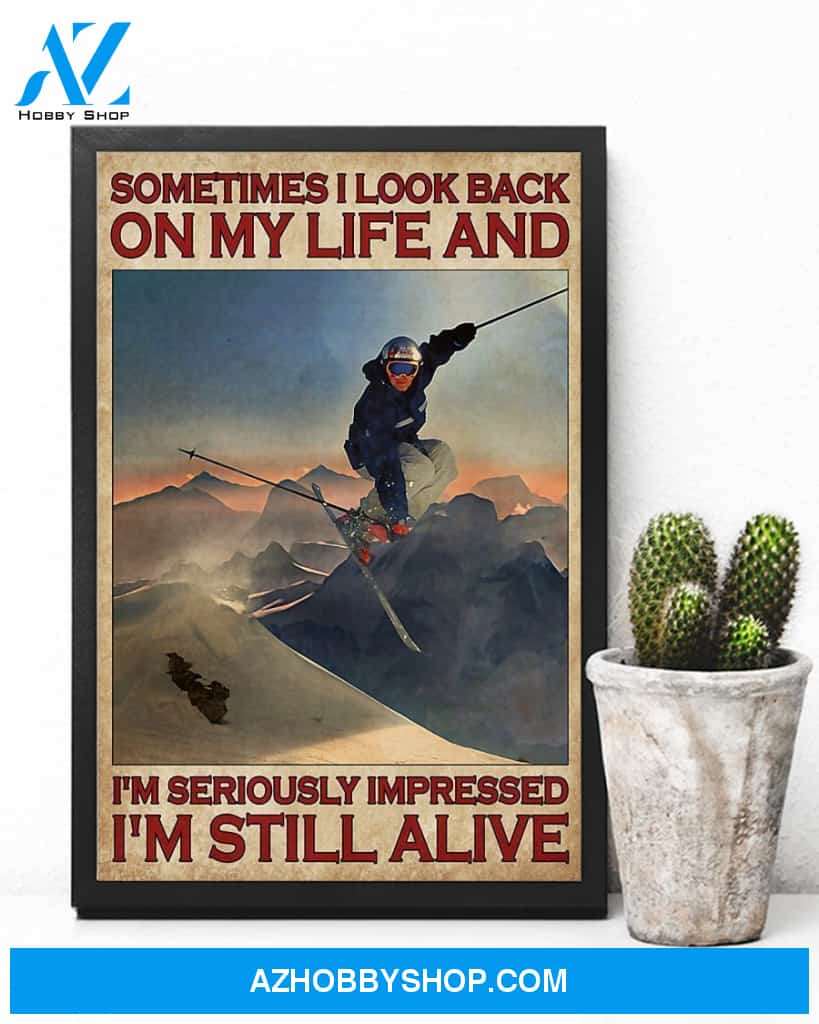 Skiing Sometimes I Look Back On My Life Vertical Canvas Wall Art, Wall Decor Visual Art