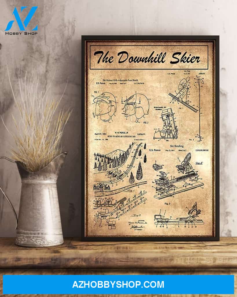 Skiing The Downhill Skier Vertical Art Canvas, Wall Decor Visual Art