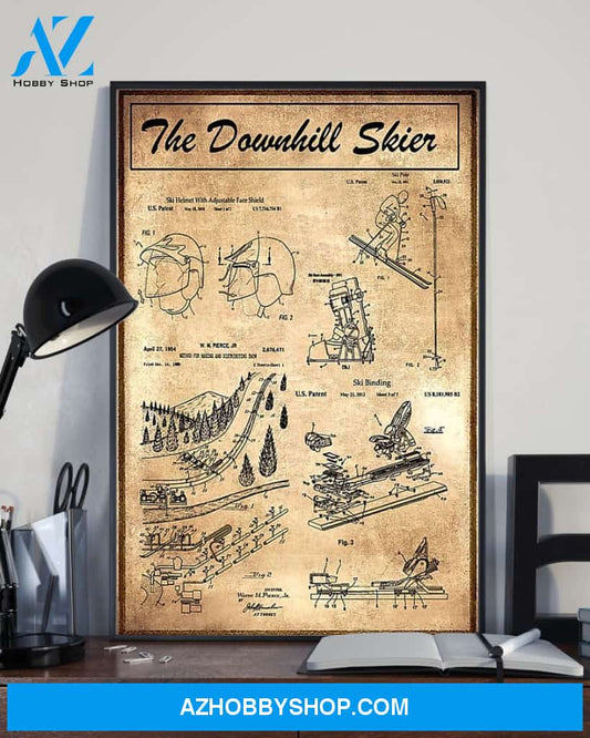 Skiing The Downhill Skier Vertical Art Canvas, Wall Decor Visual Art