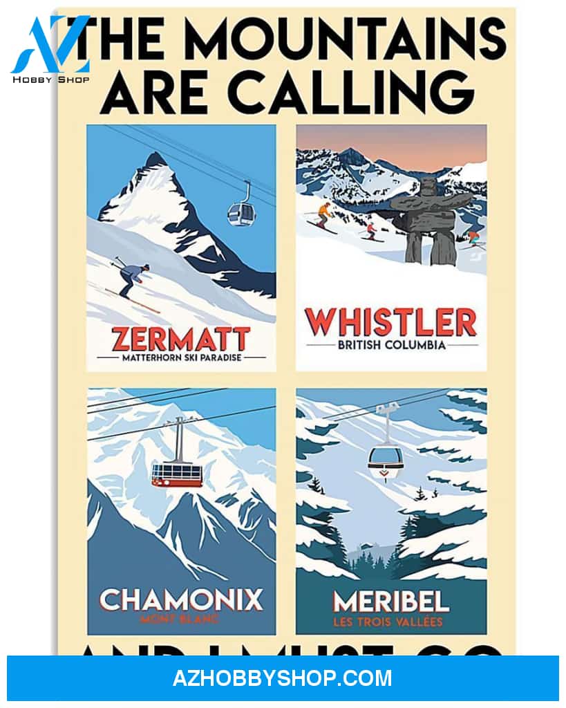 Skiing The Mountains Are Calling And I Must Go Vertical Art Canvas, Wall Decor Visual Art