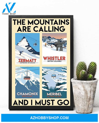 Skiing The Mountains Are Calling And I Must Go Vertical Art Canvas, Wall Decor Visual Art