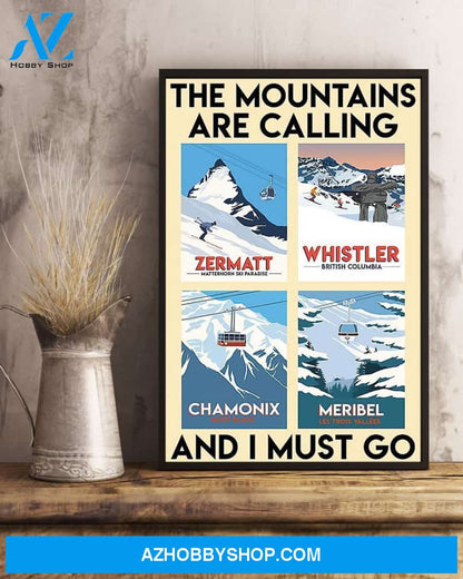 Skiing The Mountains Are Calling And I Must Go Vertical Art Canvas, Wall Decor Visual Art