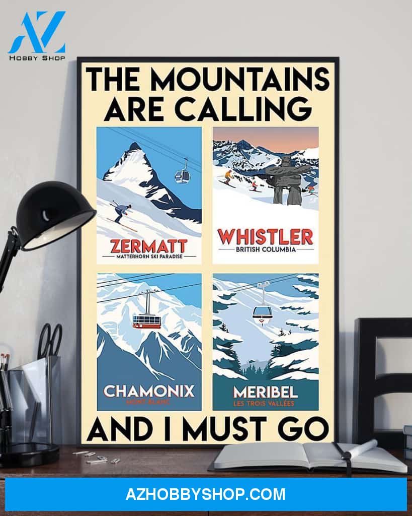 Skiing The Mountains Are Calling And I Must Go Vertical Art Canvas, Wall Decor Visual Art