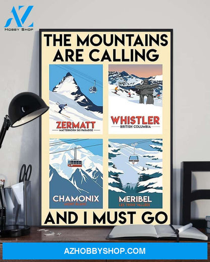 Skiing The Mountains Are Calling And I Must Go Vertical Art Canvas, Wall Decor Visual Art