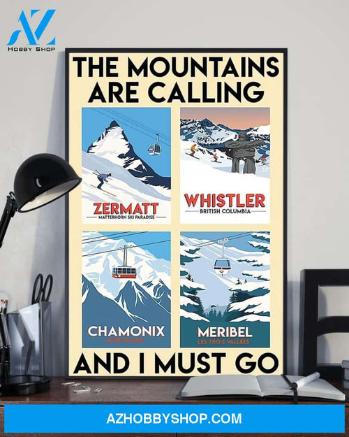 Skiing The Mountains Are Calling And I Must Go Vertical Art Canvas, Wall Decor Visual Art