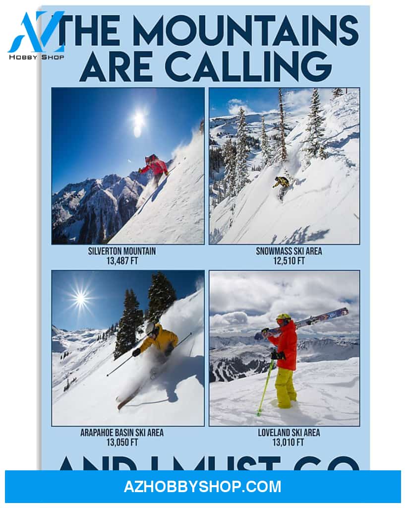 Skiing The Mountains Are Calling And I Must Go Vertical Canvas Wall Art, Wall Decor Visual Art