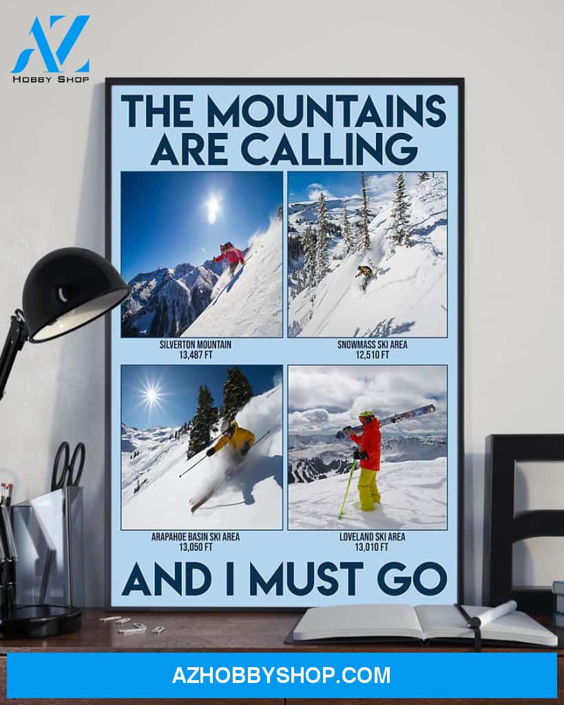 Skiing The Mountains Are Calling And I Must Go Vertical Canvas Wall Art, Wall Decor Visual Art