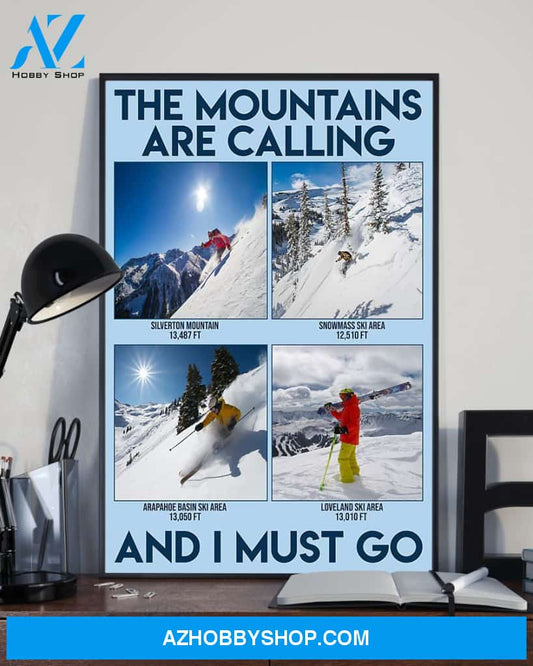 Skiing The Mountains Are Calling And I Must Go Vertical Canvas Wall Art, Wall Decor Visual Art