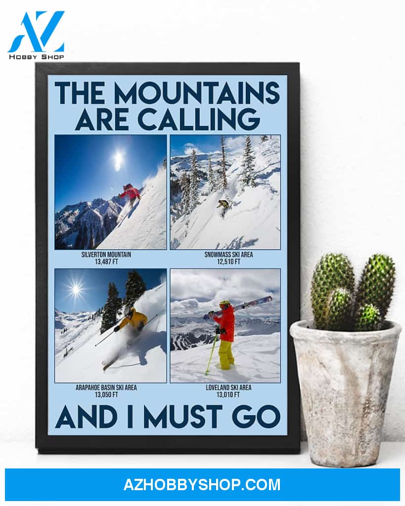 Skiing The Mountains Are Calling And I Must Go Vertical Canvas Wall Art, Wall Decor Visual Art