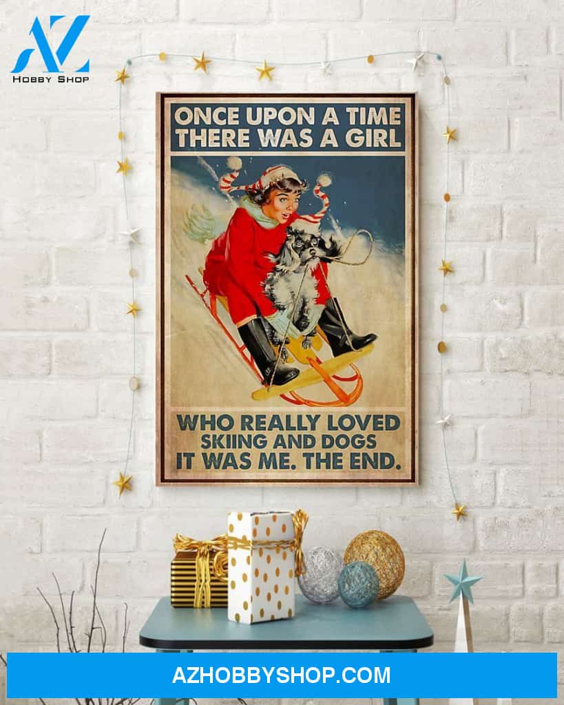 Skiing With Dogs Vertical Canvas Decor, Wall Decor Visual Art