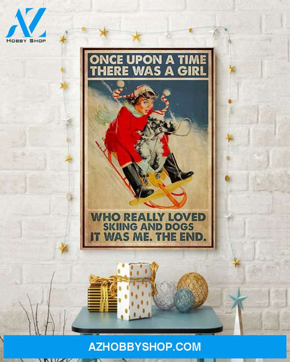 Skiing With Dogs Vertical Canvas Decor, Wall Decor Visual Art