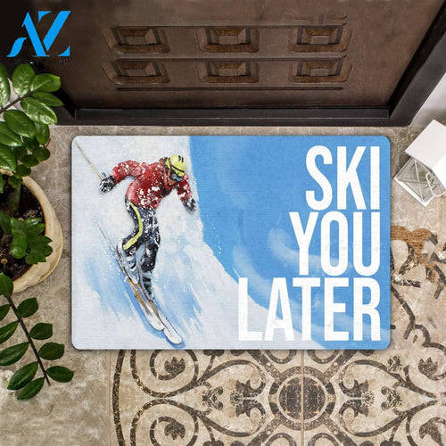 Skiing You Later Doormat Welcome Mat Housewarming Gift Home Decor Funny Doormat Best Gift Idea For Skiing Lovers