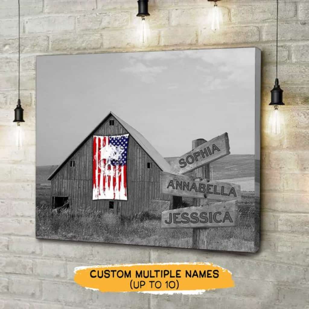 Skull American Barn Multi-Names Canvas Gallery Wraps 18X12 Inches Canvass