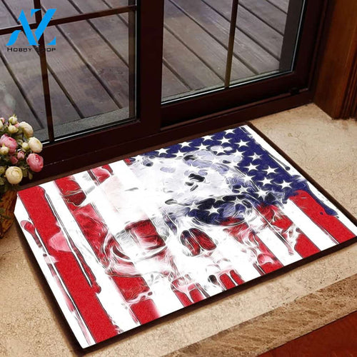Skull American Flag Door MatsIndoor Outdoor 