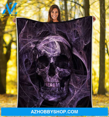 Skull Blanket, Skull Abstract Purple Fleece Blanket