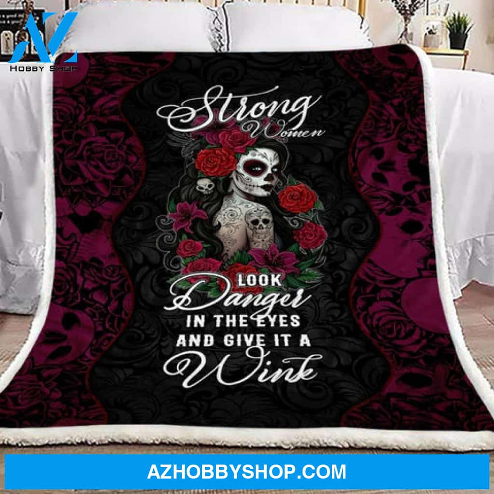 Skull Blanket, Skull Strong Women And Roses