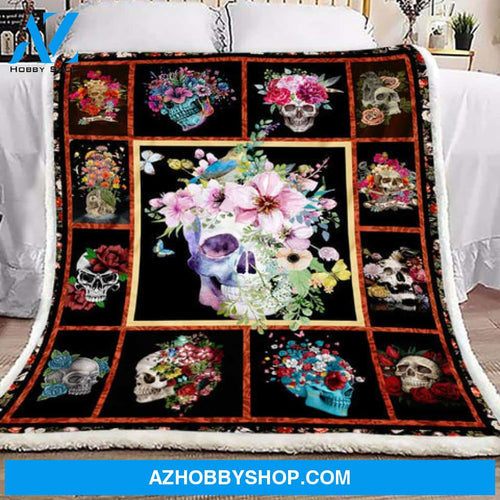 Skull Butterfly Fleece Blanket