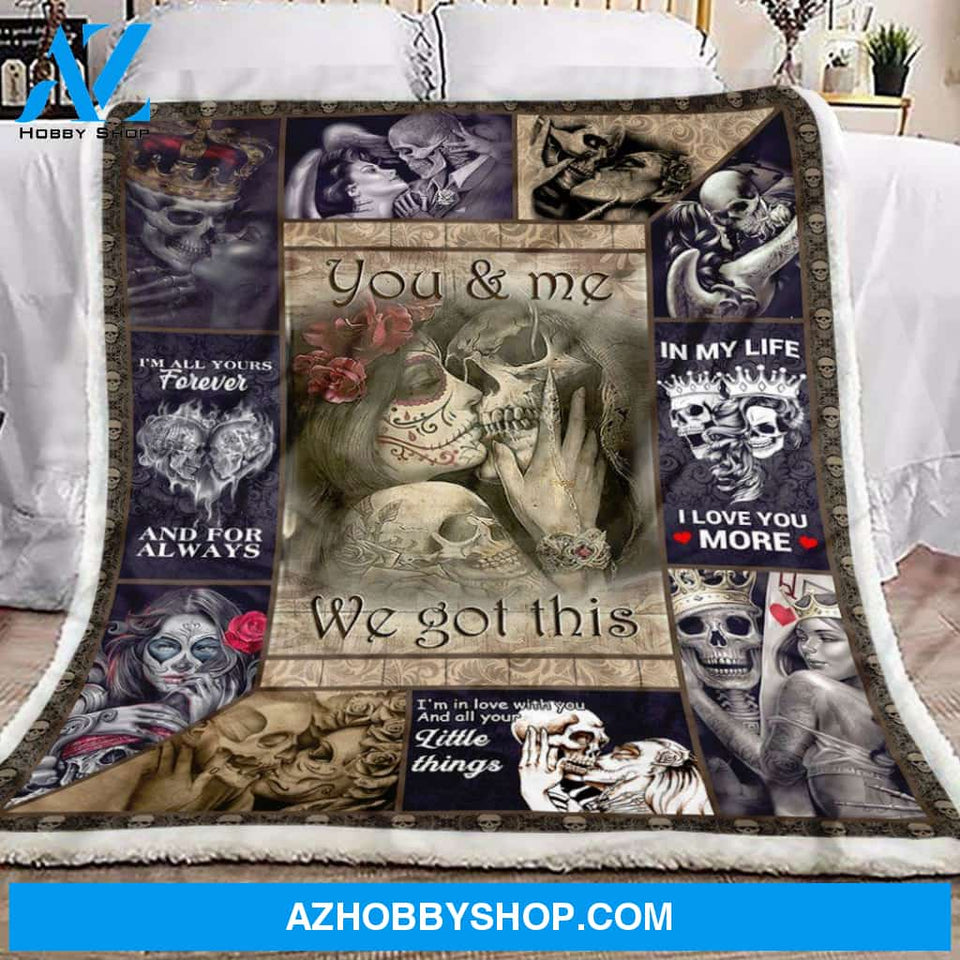 Skull Couple 1 Fleece Blanket