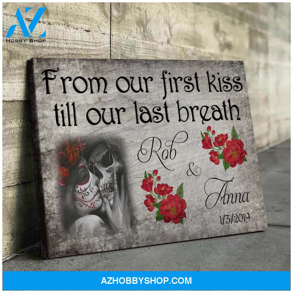 Skull couple love multi unique quotes - Personalized Canvas