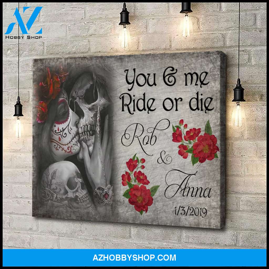 Skull couple love multi unique quotes - Personalized Canvas