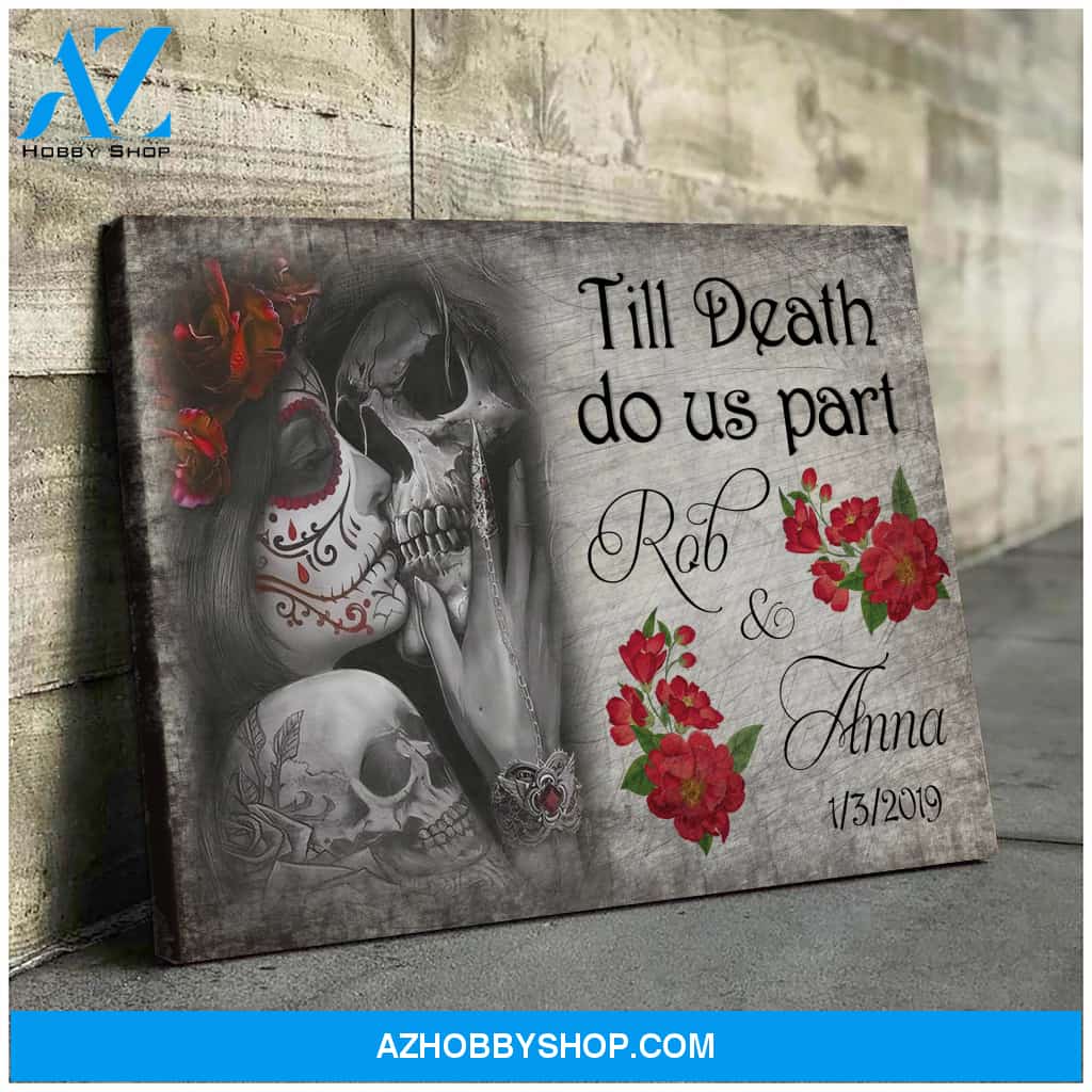 Skull couple love multi unique quotes - Personalized Canvas