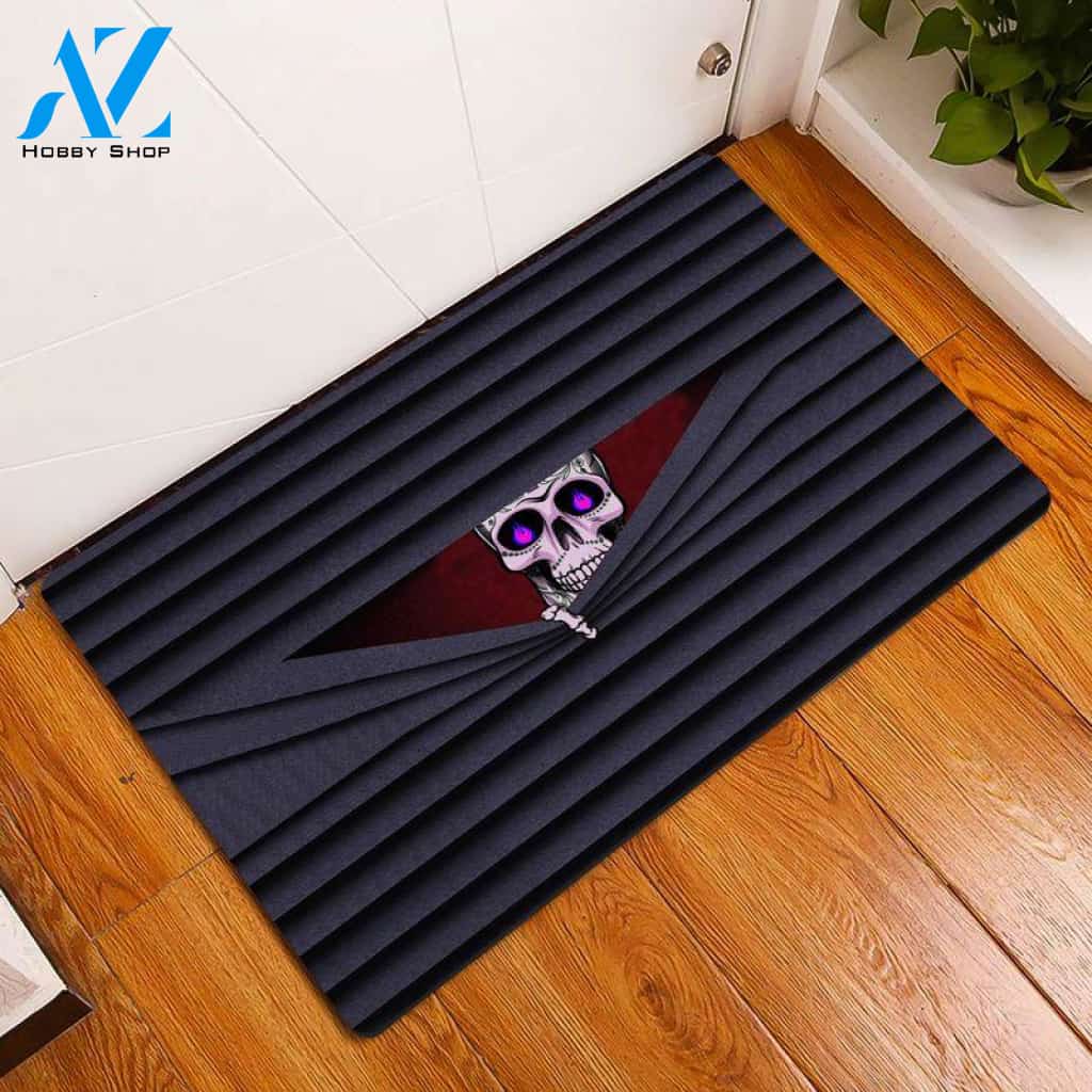 Personalized Name Family House Skull Doormat Indoor And Outdoor Doormat Warm House Gift Welcome Mat Gift For Friend Family Gift For Halloween