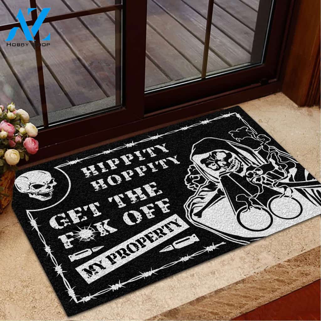 Skull Get Off My Property Doormat Welcome Mat House Warming Gift Home Decor Funny Doormat Gift Idea