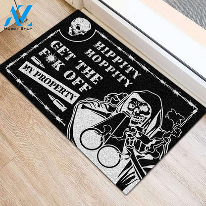 Skull Get Off My Property Doormat Welcome Mat House Warming Gift Home Decor Funny Doormat Gift Idea