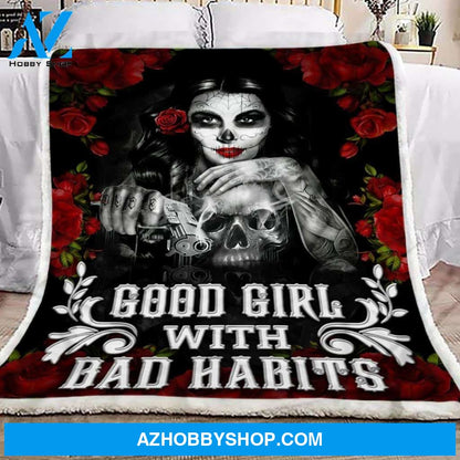 Skull Girl Fleece Blanket