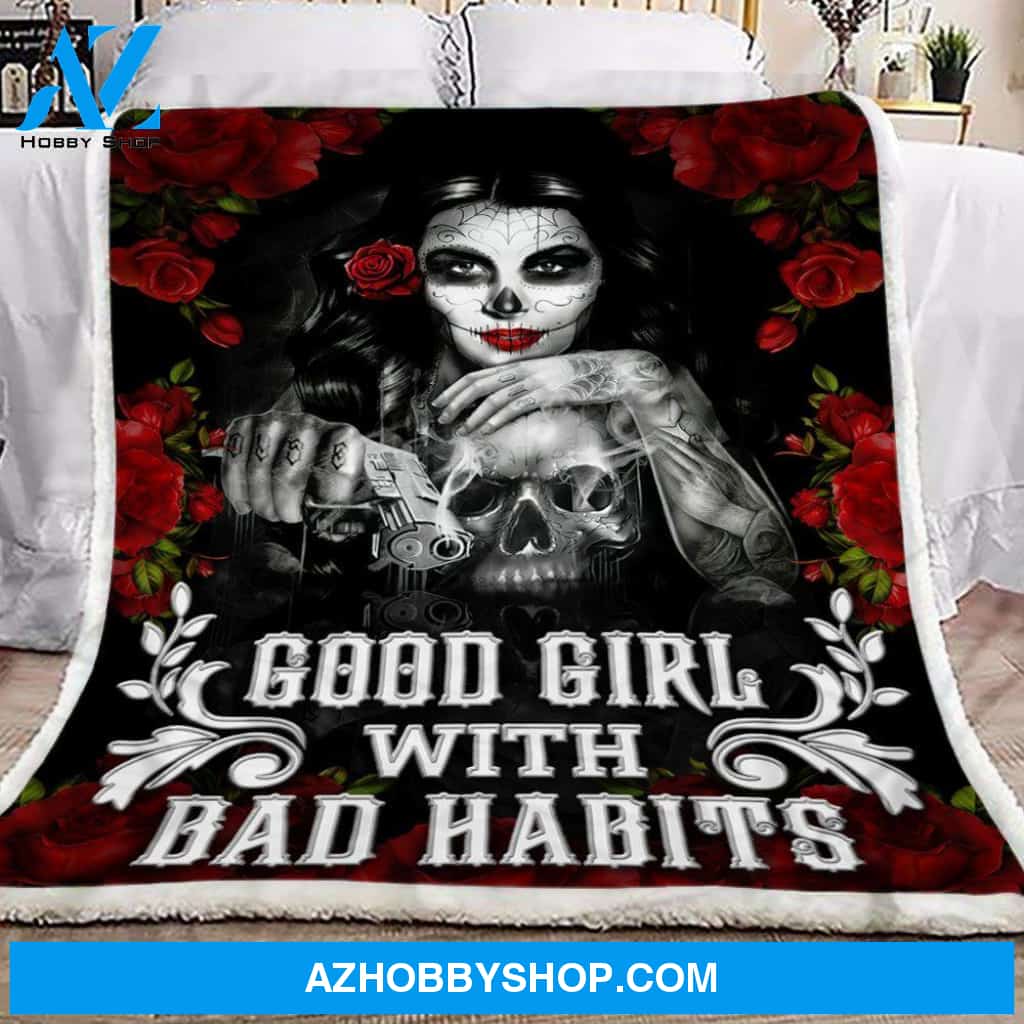 Skull Girl Fleece Blanket