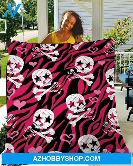 Skull Halloween Gift Fleece Blanket - Sherpa Blanket