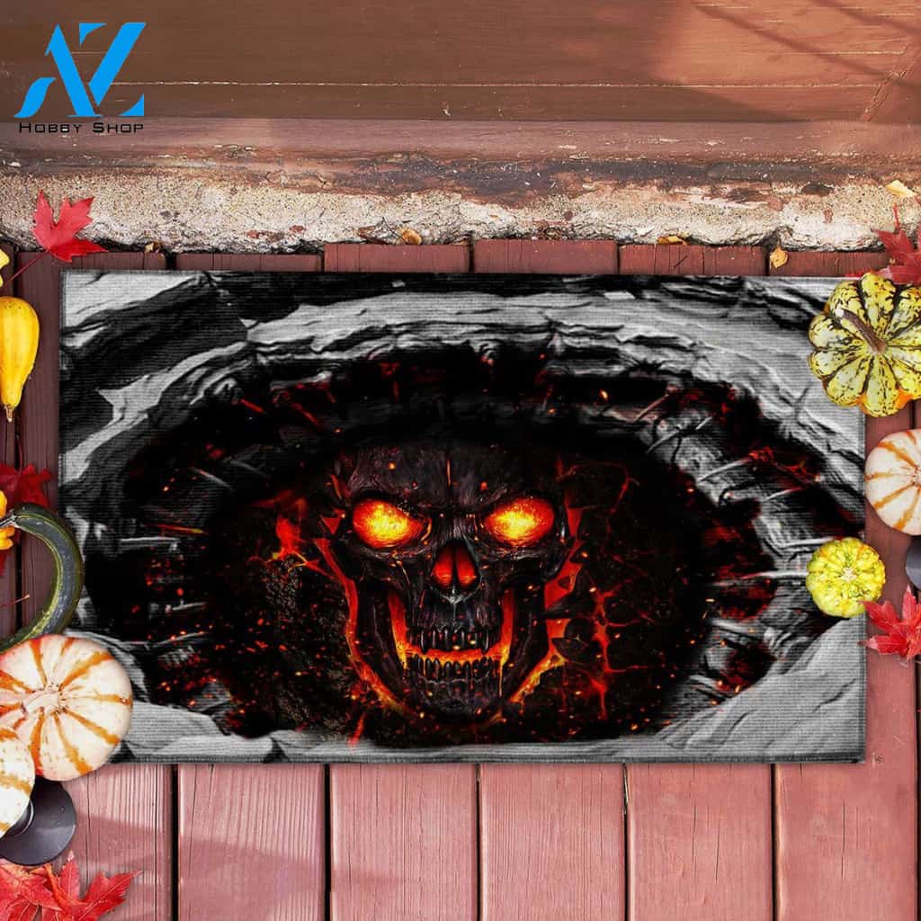 Personalized Name Family House Skull Halloween Indoor And Outdoor Doormat Warm House Gift Welcome Mat Gift For Friend Family, Gift For Halloween