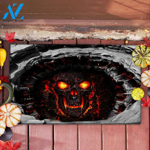 SKULL Halloween Indoor and Outdoor Doormat Warm House Gift Welcome Mat Gift for Friend Family, Gift For Halloween