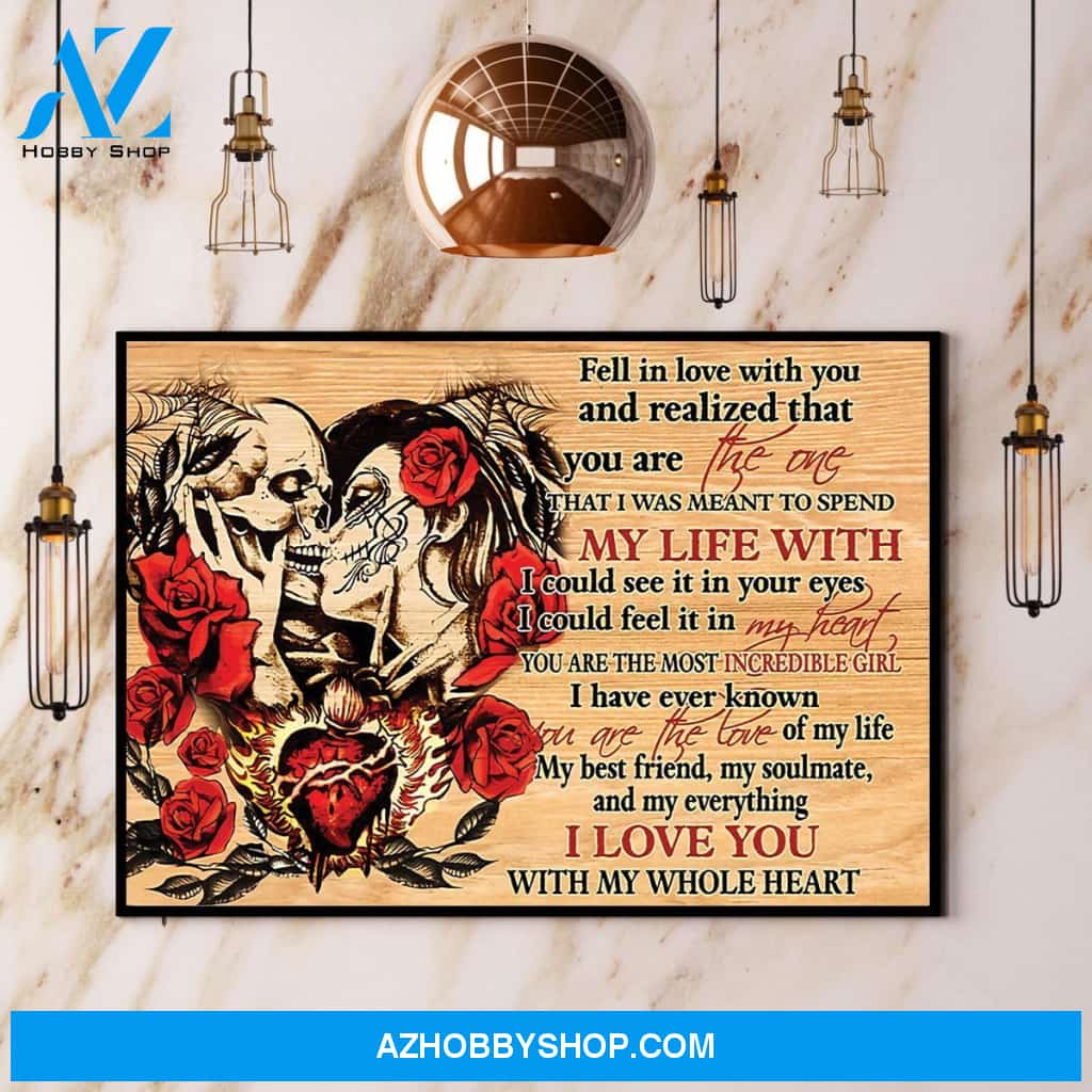 Skull I Love You With My Whole Heart Canvas And Poster, Wall Decor Visual Art