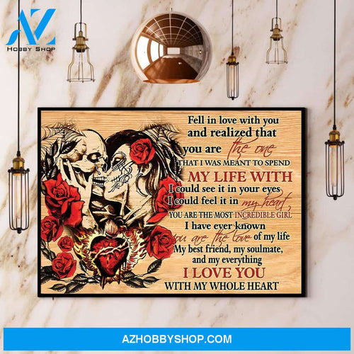 Skull I Love You With My Whole Heart Canvas And Poster, Wall Decor Visual Art