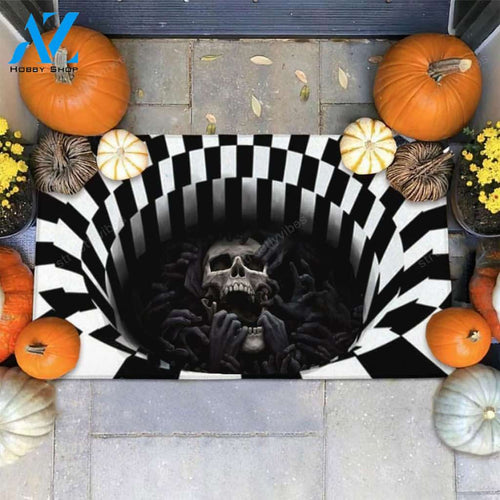 Skull LIllusion 3D Halloween Doormat Welcome Mat Housewarming Gift Home Decor Funny Doormat Gift for Thanksgiving Halloween Christmas, Gift For Friend Family