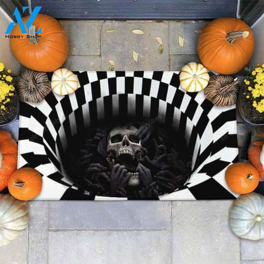 Skull LIllusion 3D Halloween Doormat Welcome Mat Housewarming Gift Home Decor Funny Doormat Gift for Thanksgiving Halloween Christmas, Gift For Friend Family