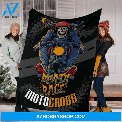 Skull & Motocross Design Fleece Fleece Blanket
