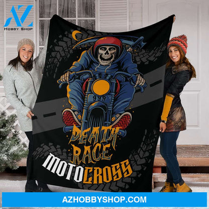 Skull & Motocross Design Fleece Fleece Blanket