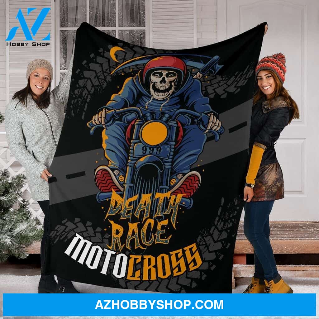 Skull & Motocross Design Fleece Fleece Blanket
