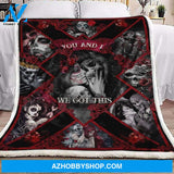 Skull Roses Couple Fleece Blanket