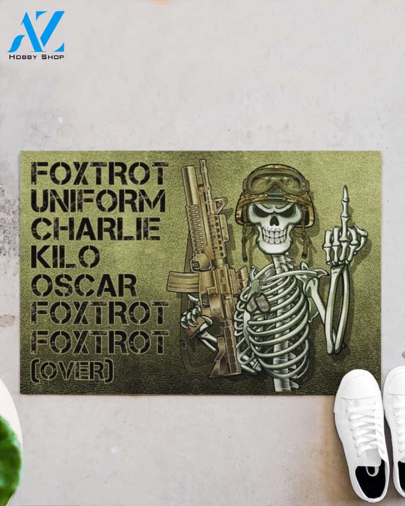Skull Skeleton foxtrot uniform charlie kilo oscar foxtrot doormat