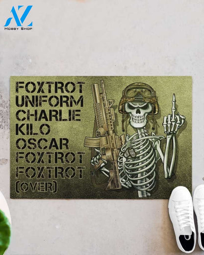 Skull Skeleton foxtrot uniform charlie kilo oscar foxtrot doormat