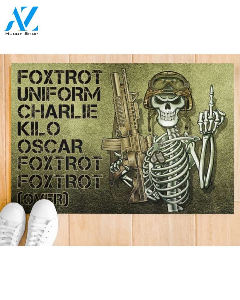 Skull Skeleton foxtrot uniform charlie kilo oscar foxtrot doormat