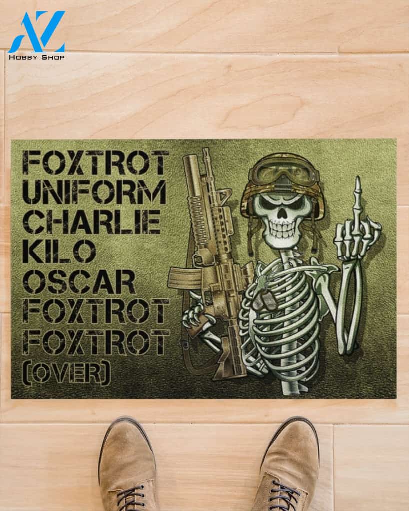 Skull Skeleton foxtrot uniform charlie kilo oscar foxtrot doormat