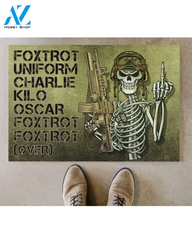 Skull Skeleton foxtrot uniform charlie kilo oscar foxtrot doormat