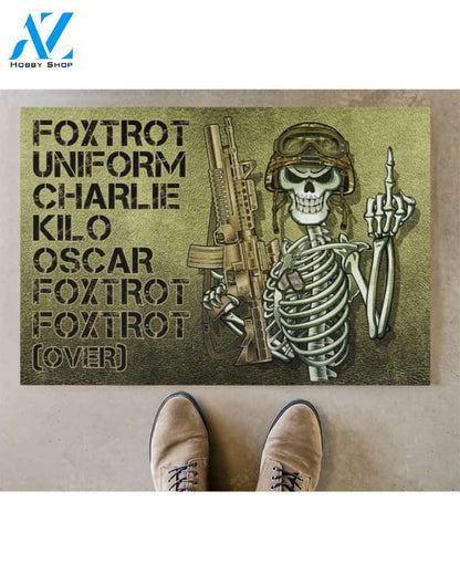 Skull Skeleton foxtrot uniform charlie kilo oscar foxtrot doormat
