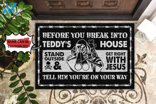 Skull Stand Outside And Get Right Custom Doormat | Welcome Mat | House Warming Gift