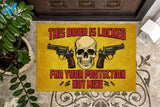 Skull This Door Is Locked For Your Protection Not Mine Doormat | Welcome Mat | House Warming Gift